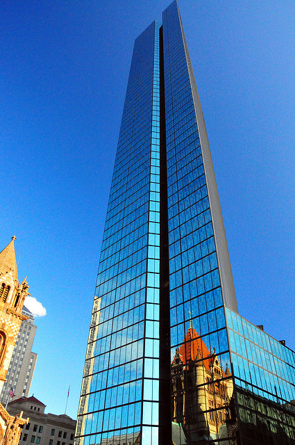 Boston Copley Square - John Hancock Tower with reflection of Trinity Church